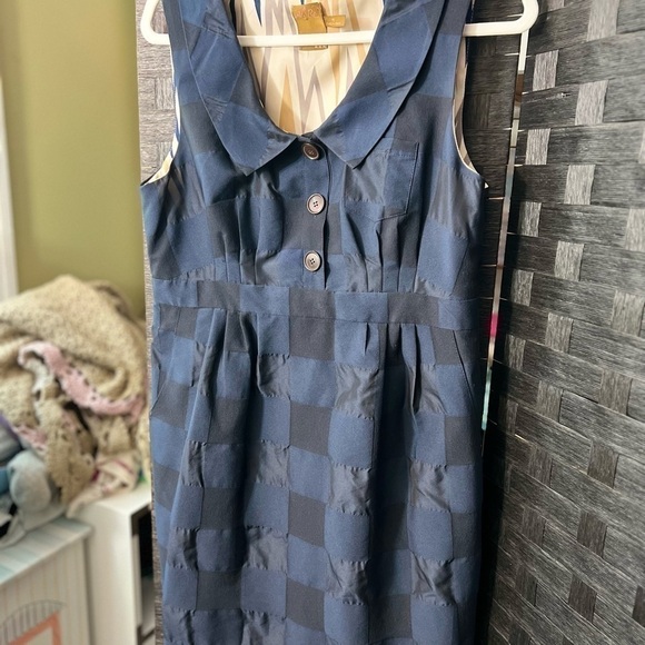 ALI Ro Navy Checkered Scoop neck Sleeveless Sheath dress Size 10 NWOT - Picture 4 of 8
